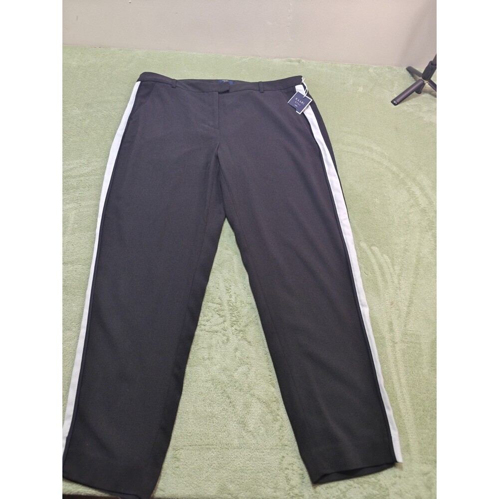 Kaari Blue Curvy Dress Pants 18W NWT Women Black Stripe Straight Trousers Plus